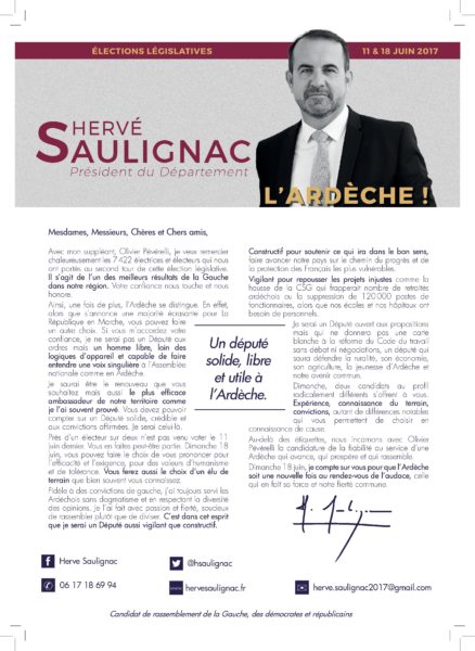 Ma profession de foi pour le second tour des élections législatives du 18 juin 2017 !
