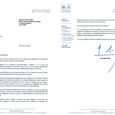 Courrier O. VERAN prime solidarite ardechois format A3