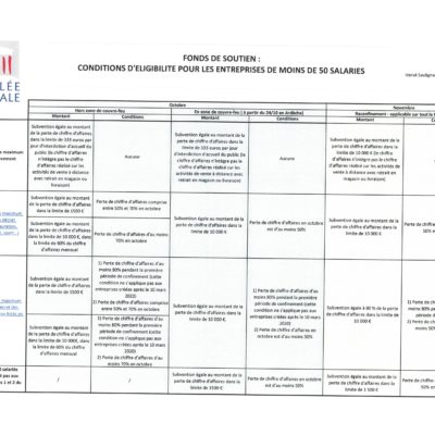 Aides aux entreprises de -50 salariés : récapitulatif