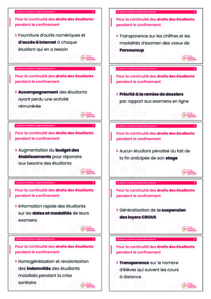 10 propositions pour la continuité des droits des étudiants pendant le confinement