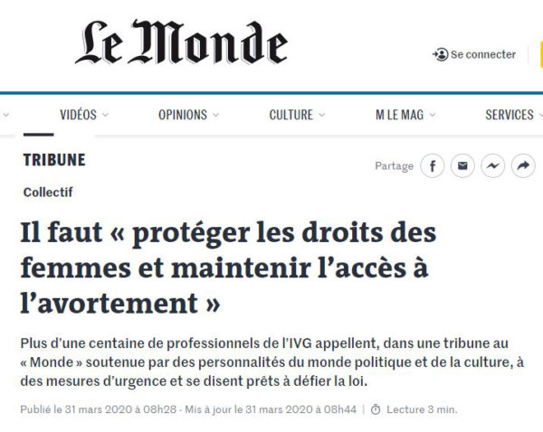 Tribune : Il faut « protéger les droits des femmes et maintenir l’accès à l’avortement »